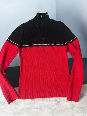 Polo Sport Vintage Half-Zip Ribbed Sweater - Black & Red Women’s-XS